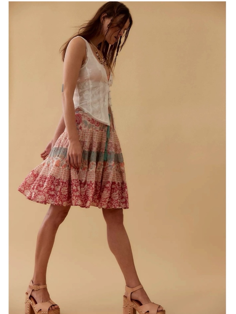 Free People Many Layers Printed Skirt - Picture 2 of 11